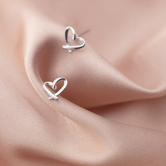 S925 Sterling Silver Earrings Heart Silver-Plated or Gold-Plated