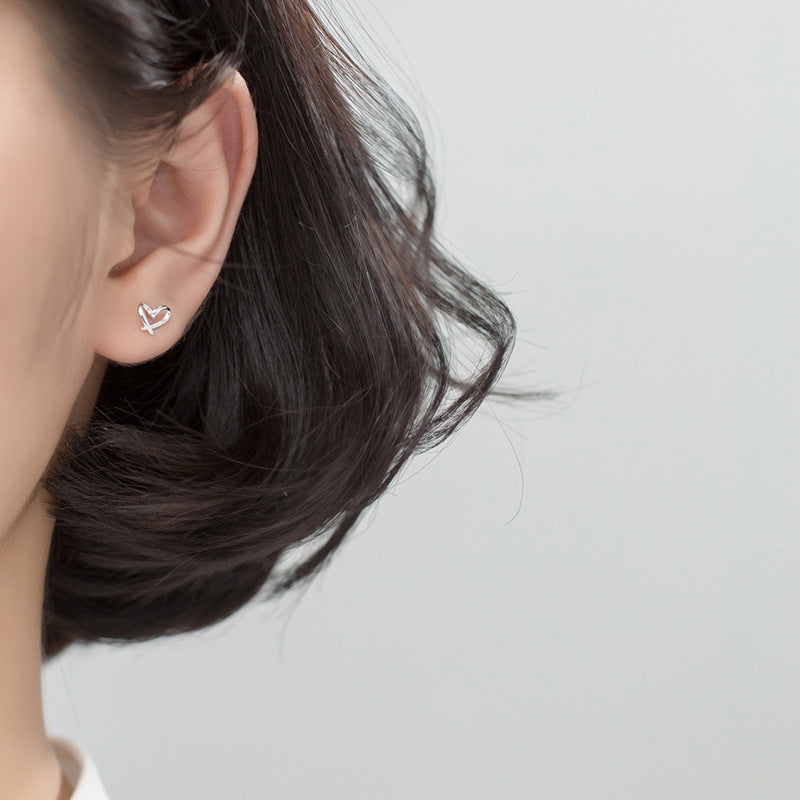 S925 Sterling Silver Earrings Heart Silver-Plated or Gold-Plated