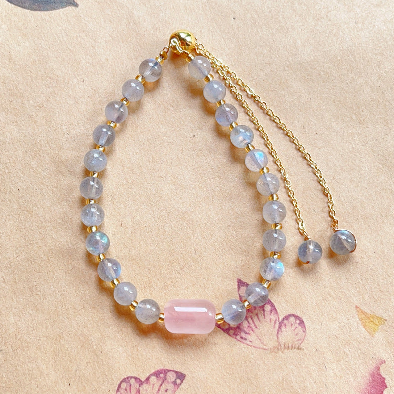 G06 Natural Moonstone Bracelet 6mm/14k medal