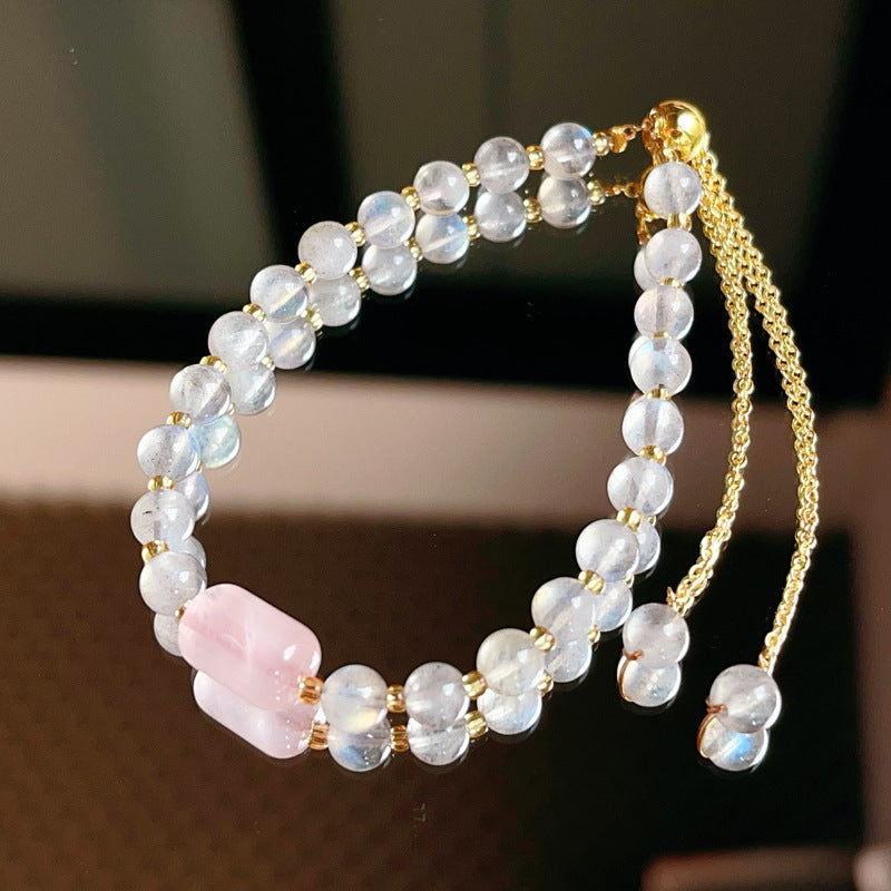 G06 Natural Moonstone Bracelet 6mm/14k medal