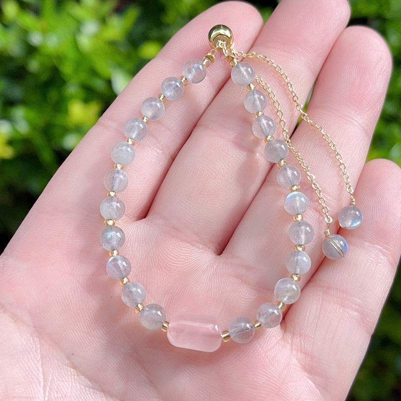G06 Natural Moonstone Bracelet 6mm/14k medal