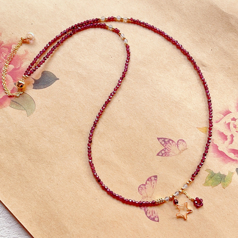 G05 Natural Faceted Garnet Triple Bracelet 2-3mm/14k medal
