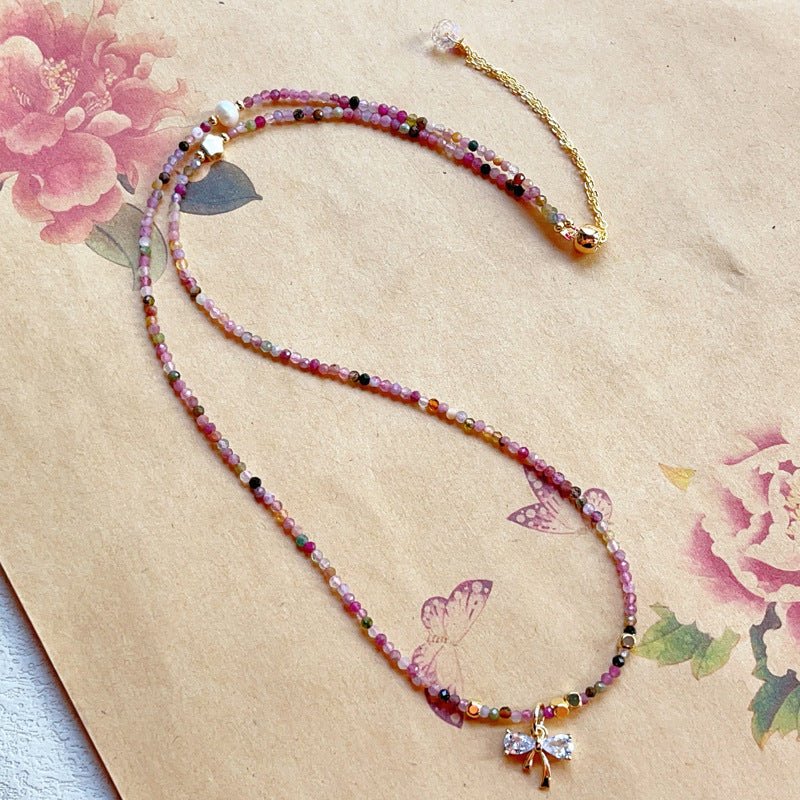 G12 Natural Faceted Tourmaline Triple Bracelet 2mm/14k medal