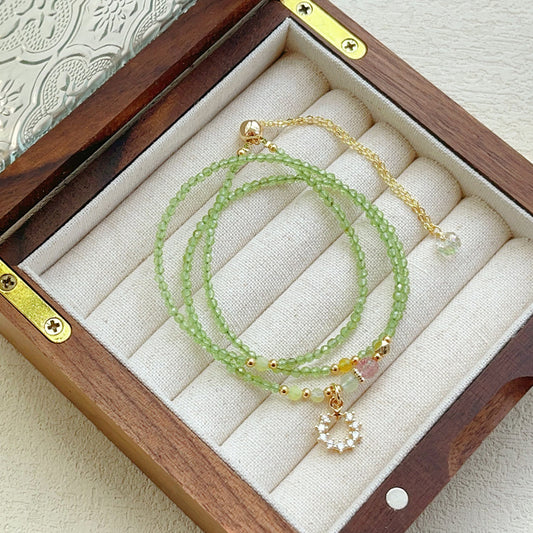 G26 Natural Faceted Olivine/Peridot Triple Bracelet 2mm/14k medal