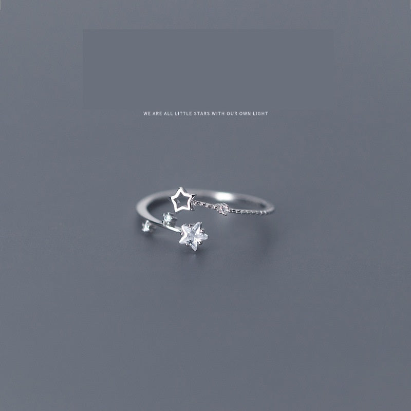 S925 Sterling Silver Ring Adjustable Star Silver-Plated or Gold-Plated