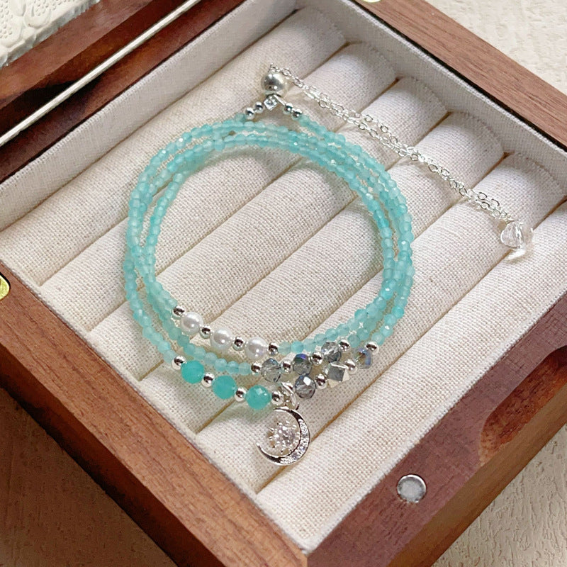 G30 Natural Faceted Amazonite Triple Bracelet 2mm/14k medal