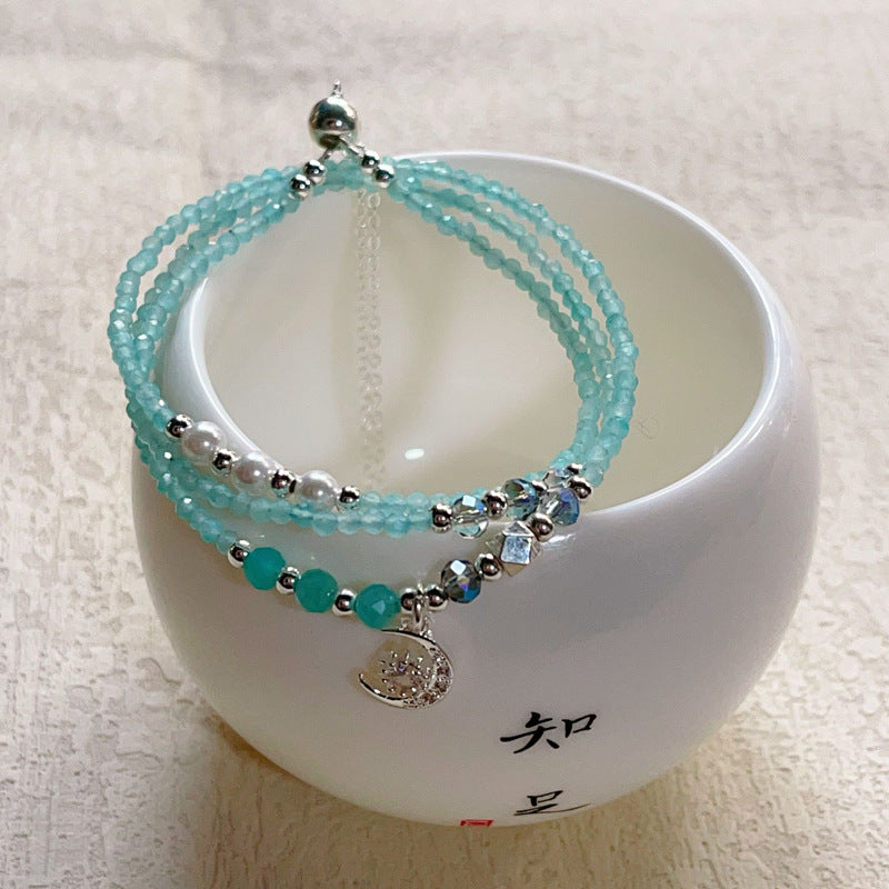 G30 Natural Faceted Amazonite Triple Bracelet 2mm/14k medal