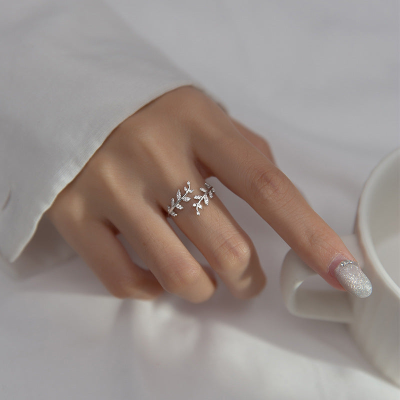 S925 Sterling Silver Ring Branches Adjustable Silver-Plated or Gold-Plated