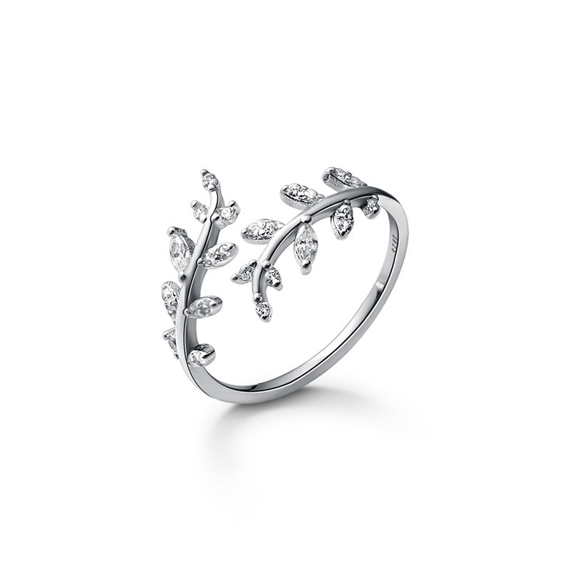 S925 Sterling Silver Ring Branches Adjustable Silver-Plated or Gold-Plated