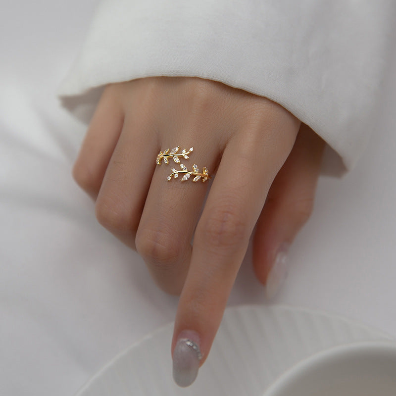 S925 Sterling Silver Ring Branches Adjustable Silver-Plated or Gold-Plated