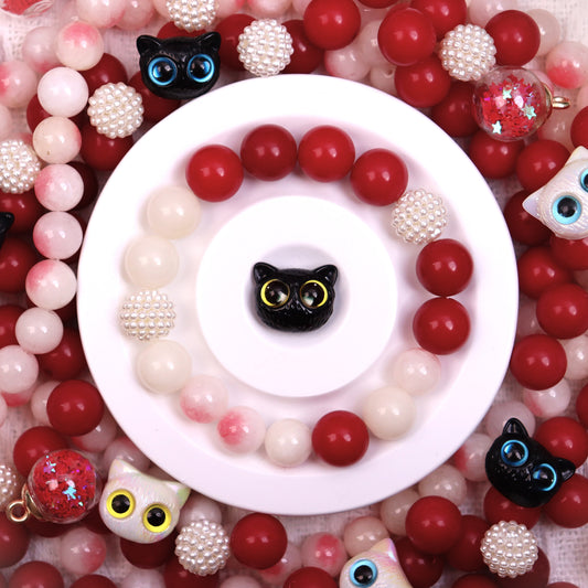 【J】~Party Time~ High Quality Bodhi bead(12') & Natural Ore Bead(10') & ABS Bead(12’) & Cute Accessories~パーティーの時間~高品質の菩提ビーズ(12mm)と天然石ビーズ(10mm)とABSビーズ(12mm)とアクセサリー