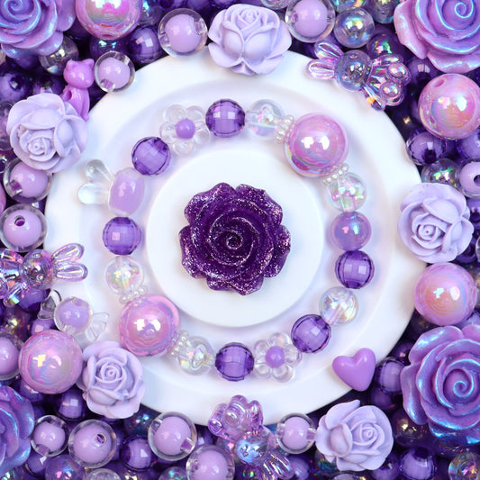 【B】~Purple Fantasy~ High Quality Acrylic Bead(16'+10') & Charms ~紫ファンタジー~高品質のアクリルビーズ(16mm+10mm)とアクセサリー