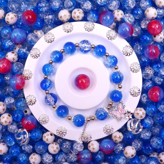 【P】~Blue Breeze~ High Quality Glass Bead(10') & Acrylic Bead(12'+10') & Metal ~青い風~高品質ガラスビーズ(10mm)とアクリルビーズ(12mm+10mm)とアクセサリー