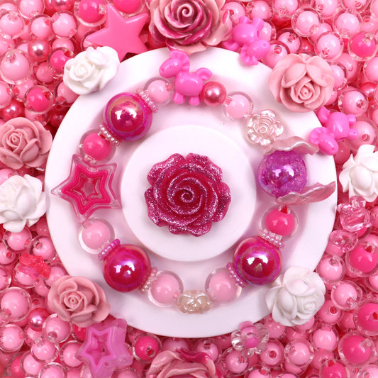 【A】~Pink Fantasy~ High Quality Acrylic Bead(16'+10'+8') & ABS Bead(8'+6') & Charms ~ピンクファンタジー~ 高品質のアクリルビーズ(16mm+10mm+8mm)とABSビーズ(8mm+6mm)とアクセサリー