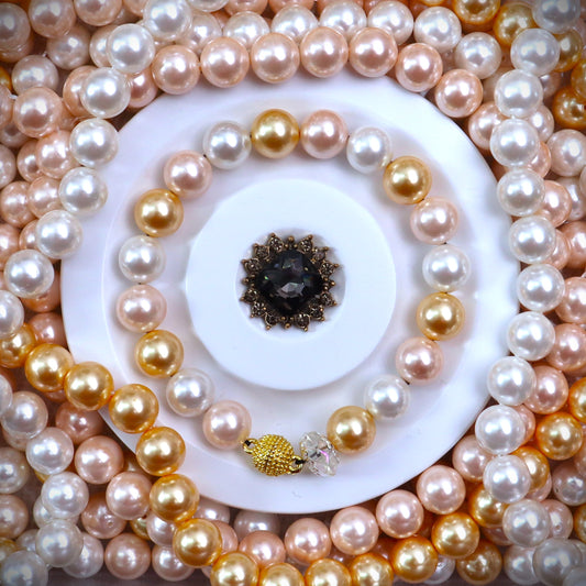 ~【NEW】【M420】~Golden Blossom~ High Quality Shell Pearl(10') & Metal ~黄金の花~ 高品質の貝パール(10mm)とアクセサリー