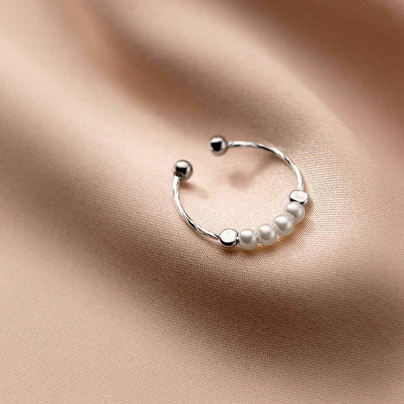 S925 Sterling Silver Ring Little Pearls Silver-Plated or Gold-Plated