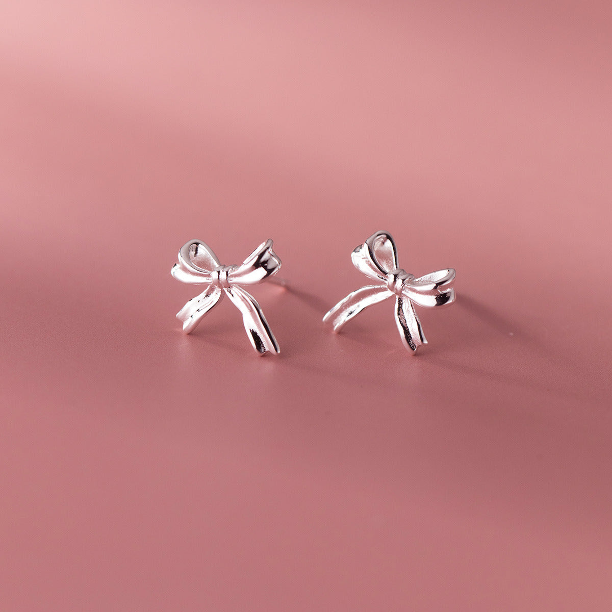 S925 Sterling Silver Earrings Bow Silver-Plated or Gold-Plated