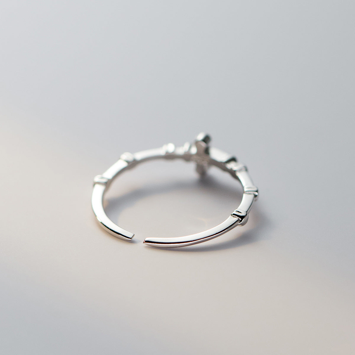 S925 Sterling Silver Ring Adjustable Cross