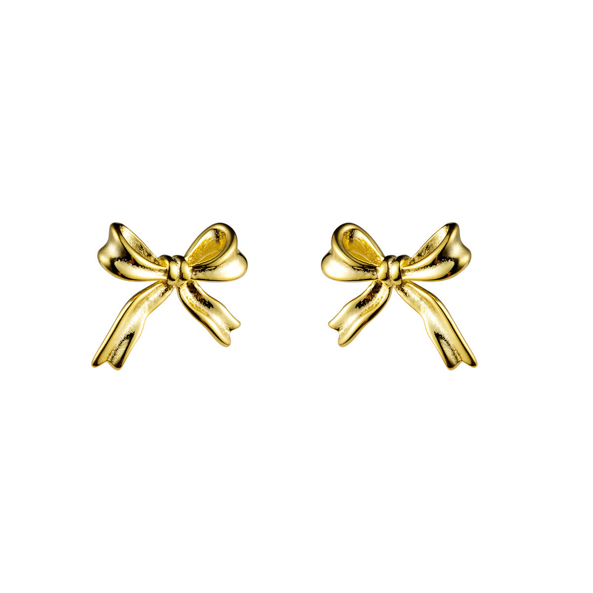 S925 Sterling Silver Earrings Bow Silver-Plated or Gold-Plated