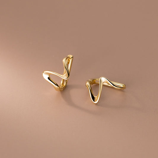 S925 Sterling Silver Earrings Wave Silver-Plated or Gold-Plated
