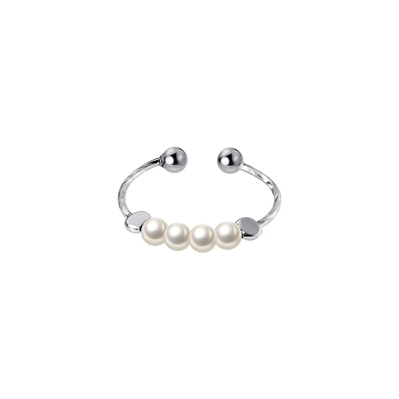 S925 Sterling Silver Ring Little Pearls Silver-Plated or Gold-Plated