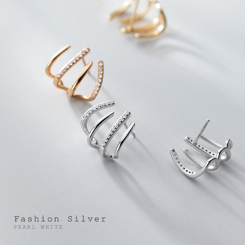 S925 Sterling Silver Earrings Claw Silver-Plated or Gold-Plated