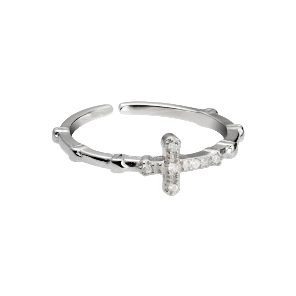 S925 Sterling Silver Ring Adjustable Cross