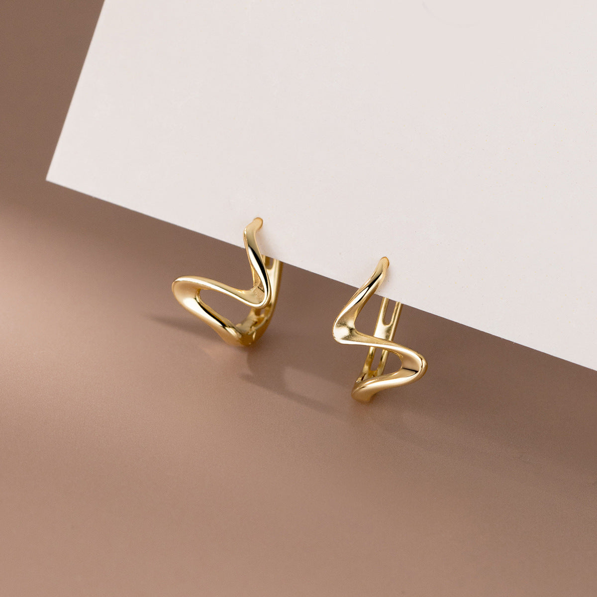 S925 Sterling Silver Earrings Wave Silver-Plated or Gold-Plated