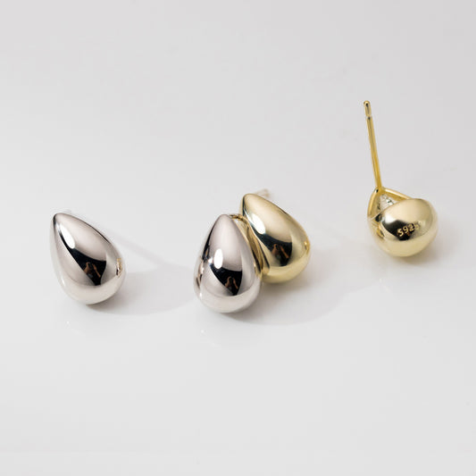 S925 Sterling Silver Earrings Water Drop Silver-Plated or Gold-Plated