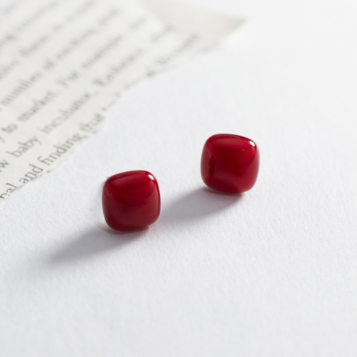 S925 Sterling Silver Earrings Red