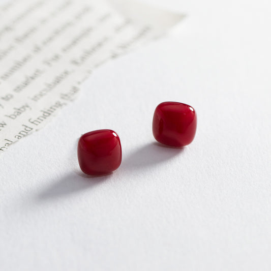 S925 Sterling Silver Earrings Red