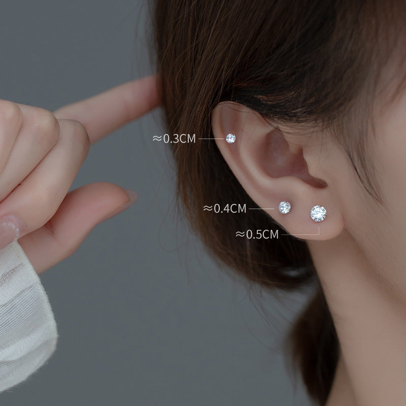 S925 Sterling Silver Earrings 2.5mm/3mm/4mm/5mm Silver-Plated or Gold-Plated