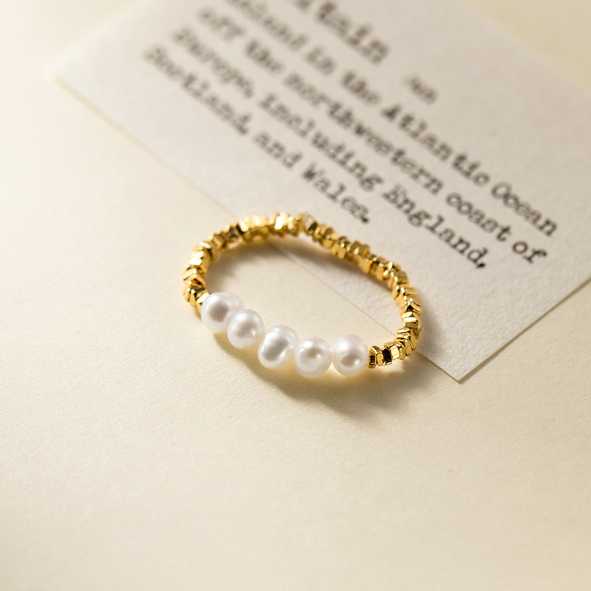 S925 Sterling Silver Ring/Bracelet Little Pearls Gold-Plated