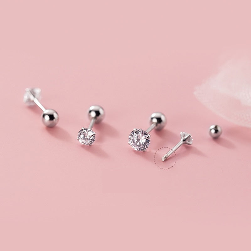 S925 Sterling Silver Earrings 2.5mm/3mm/4mm/5mm Silver-Plated or Gold-Plated