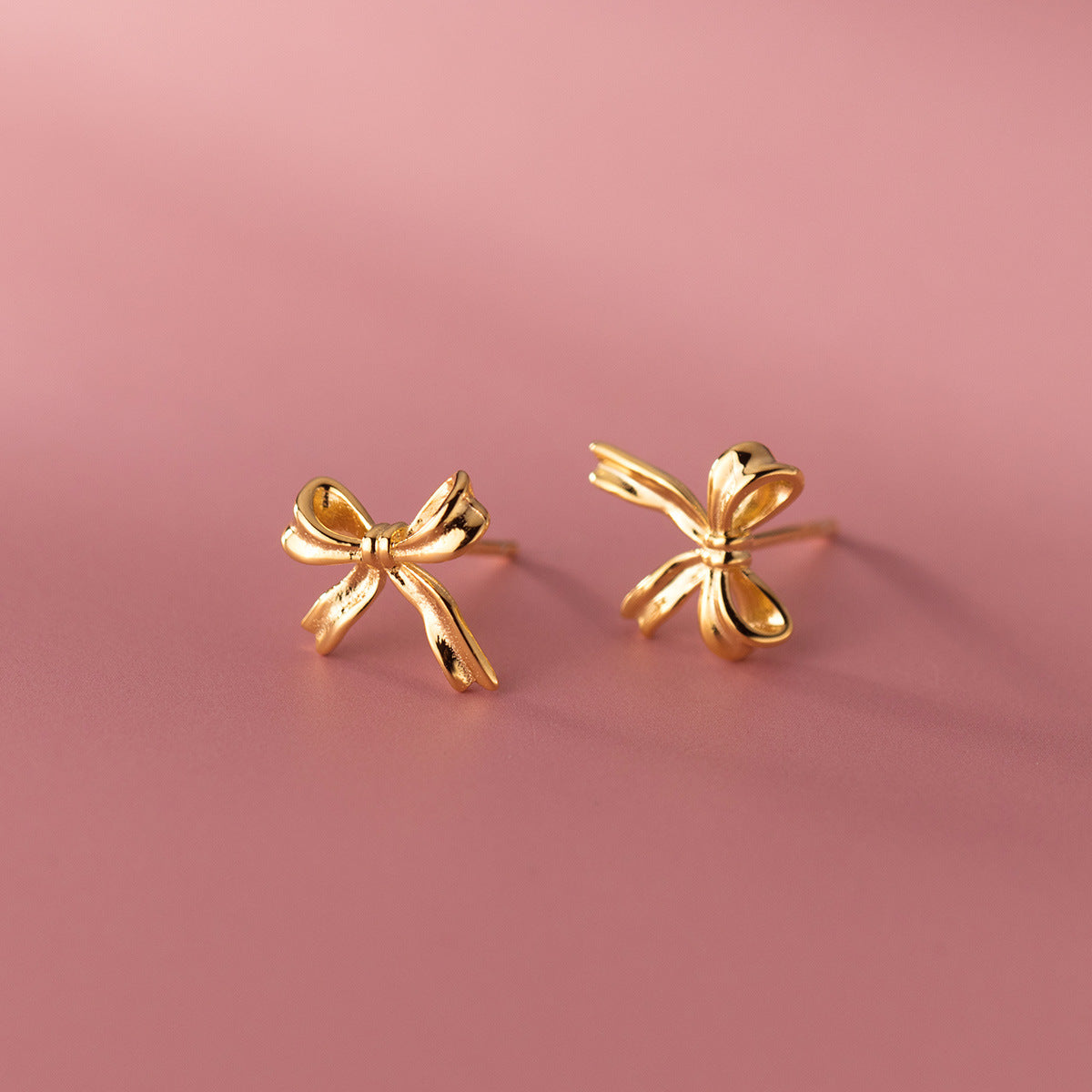 S925 Sterling Silver Earrings Bow Silver-Plated or Gold-Plated