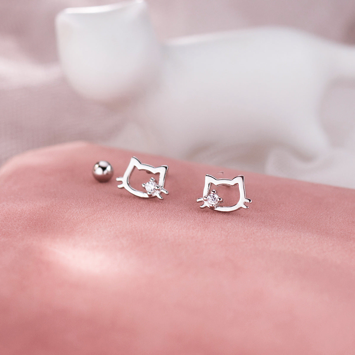 S925 Sterling Silver Earrings Cat