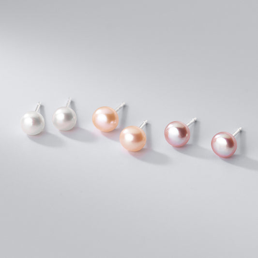 S999 Silver Fresh Water Pearl earrings 7-8mm