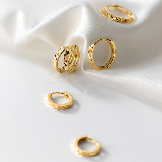 S925 Sterling Silver earrings 1cm/1.2cm Gold-Plated