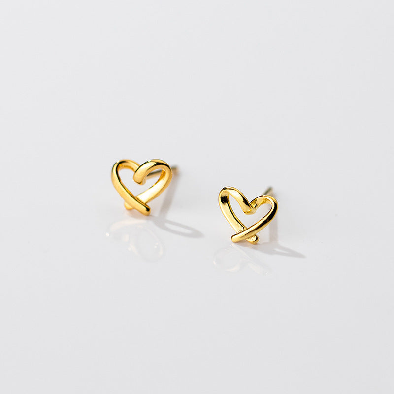 S925 Sterling Silver Earrings Heart Silver-Plated or Gold-Plated