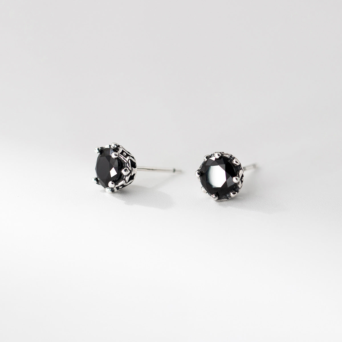 S925 Sterling Silver Earrings Black Zircon