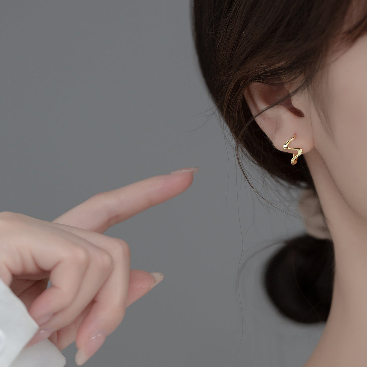 S925 Sterling Silver Earrings Wave Silver-Plated or Gold-Plated